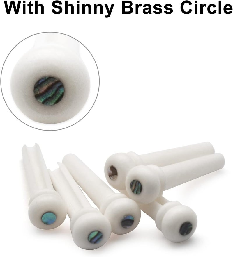 MAXCHEER Guitar 6Pcs Acoustic Guitar Bridge Bone Pins with Pearl Shell Dot Guitar Pressure String Nails Pin Guitar Parts - Image 3